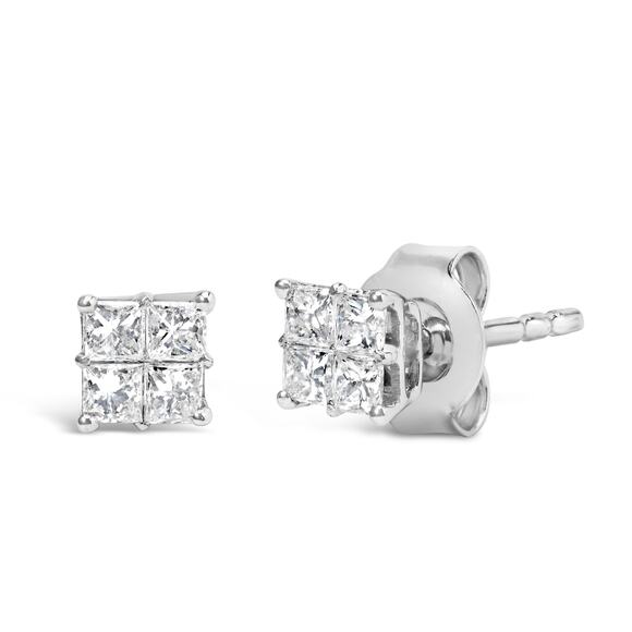 Haus of Brilliance Jewelry - NEW 10KT White Gold Diamond Composite Stud Earring